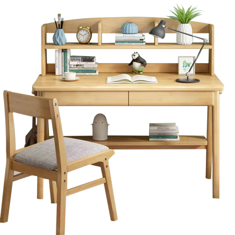 Alair Solid Wood Study Desk with Shelf